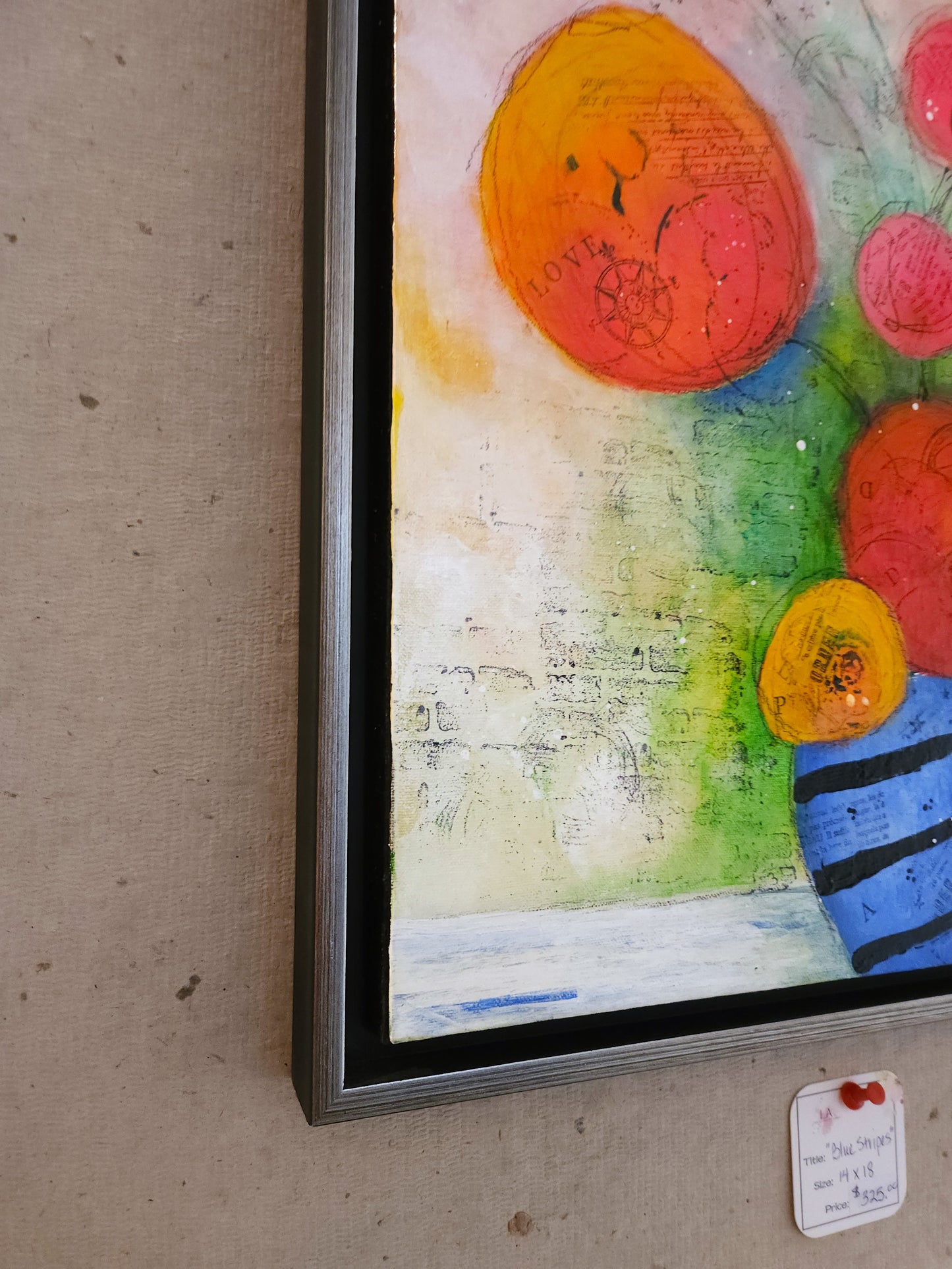14" x 18" Blue Striped Vase