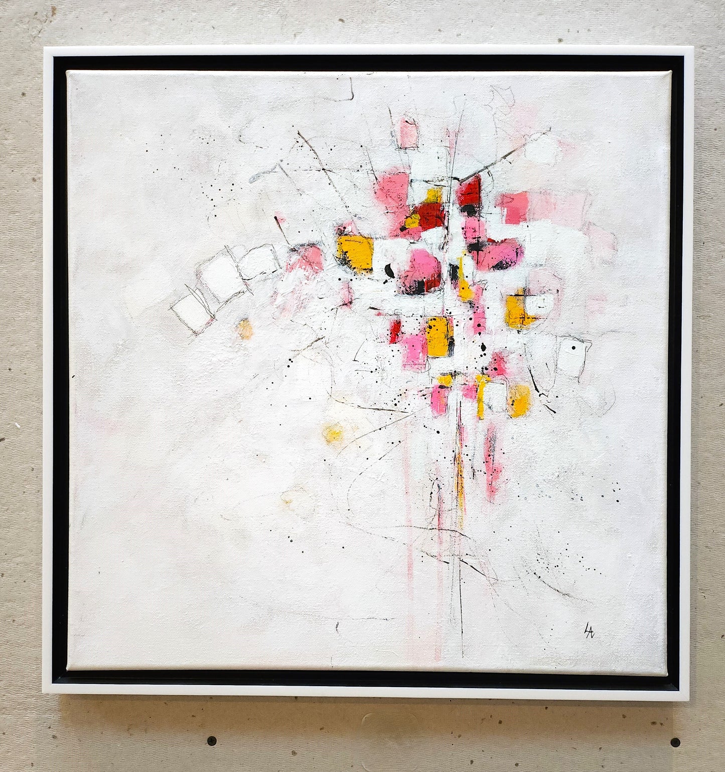20" x 20" Little Pink Windows by Lynn Ashton