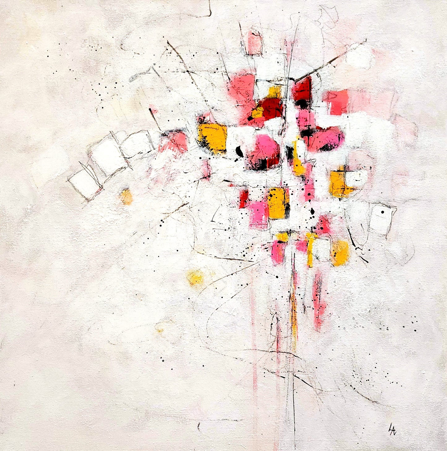 20" x 20" Little Pink Windows by Lynn Ashton